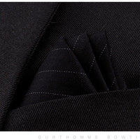 HKM-206291 Men's Striped Cotton Suit with Pockets and Matching Square Scarf