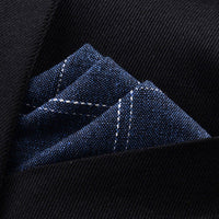 HKM-206291 Men's Striped Cotton Suit with Pockets and Matching Square Scarf