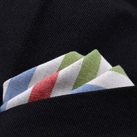 HKM-206291 Men's Striped Cotton Suit with Pockets and Matching Square Scarf