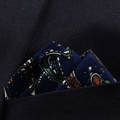 HKM-206291 Men's Striped Cotton Suit with Pockets and Matching Square Scarf