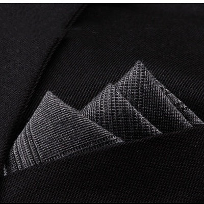 HKM-206291 Men's Striped Cotton Suit with Pockets and Matching Square Scarf