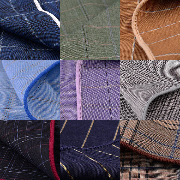 HKM-206291 Men's Striped Cotton Suit with Pockets and Matching Square Scarf