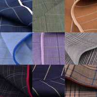 HKM-206291 Men's Striped Cotton Suit with Pockets and Matching Square Scarf