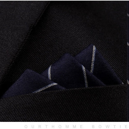 HKM-206291 Men's Striped Cotton Suit with Pockets and Matching Square Scarf