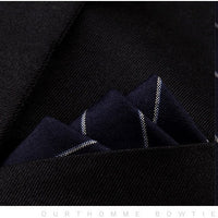 HKM-206291 Men's Striped Cotton Suit with Pockets and Matching Square Scarf