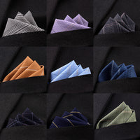 HKM-206291 Men's Striped Cotton Suit with Pockets and Matching Square Scarf