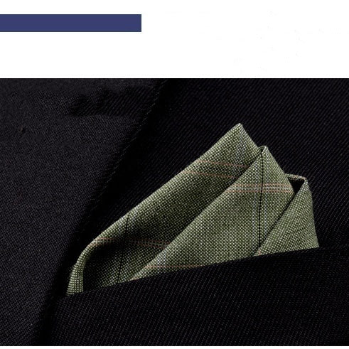 HKM-206291 Men's Striped Cotton Suit with Pockets and Matching Square Scarf