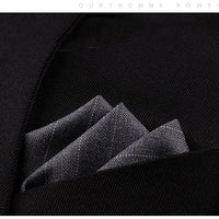 HKM-206291 Men's Striped Cotton Suit with Pockets and Matching Square Scarf