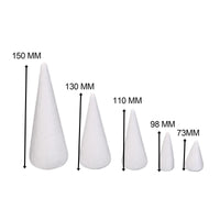HKM-206419 Craft Foam Cones - Set of 5 Polystyrene Decorative Cones for DIY Projects and Holiday Decor