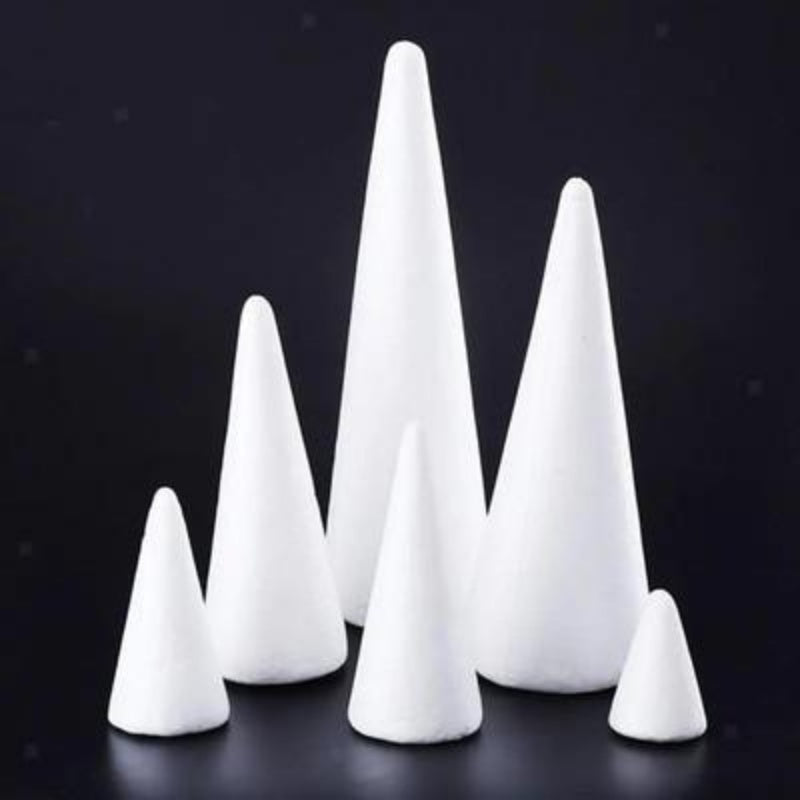 HKM-206419 Craft Foam Cones - Set of 5 Polystyrene Decorative Cones for DIY Projects and Holiday Decor