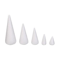 HKM-206419 Craft Foam Cones - Set of 5 Polystyrene Decorative Cones for DIY Projects and Holiday Decor