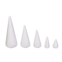 HKM-206419 Craft Foam Cones - Set of 5 Polystyrene Decorative Cones for DIY Projects and Holiday Decor