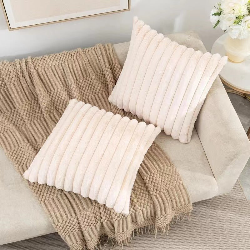 HKM-206419 Plush Vertical Striped Pillowcase in Multiple Colors