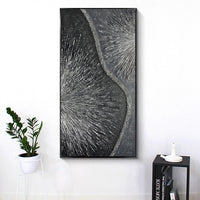HKM-206547 Hand-Painted 3D Effect Canvas Painting - Gray, White, Black Texture - Modern Abstract Art for Living Room and Home Decor