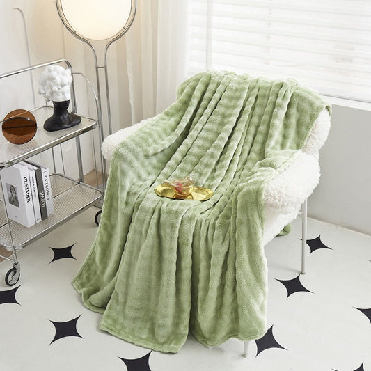 HKM-206611 Cozy Solid Color Polyester Blanket in Rabbit Fur Style for Winter - Multiple Sizes Available
