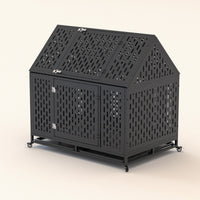 HKM-206611 Durable 45 Inch Heavy Duty Steel Dog Crate with Removable Trays and Lockable Wheels
