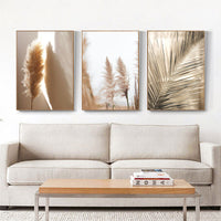 HKM-206611 Nordic Style Golden Reed Micro-Spray Decorative Canvas Art for Living Room and Dining Room