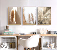 HKM-206611 Nordic Style Golden Reed Micro-Spray Decorative Canvas Art for Living Room and Dining Room