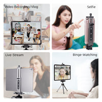 HKM-206675 Metal Tablet and Mobile Phone Support Frame with Adjustable Height and Clamp for Desktop Use