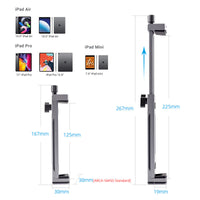 HKM-206675 Metal Tablet and Mobile Phone Support Frame with Adjustable Height and Clamp for Desktop Use