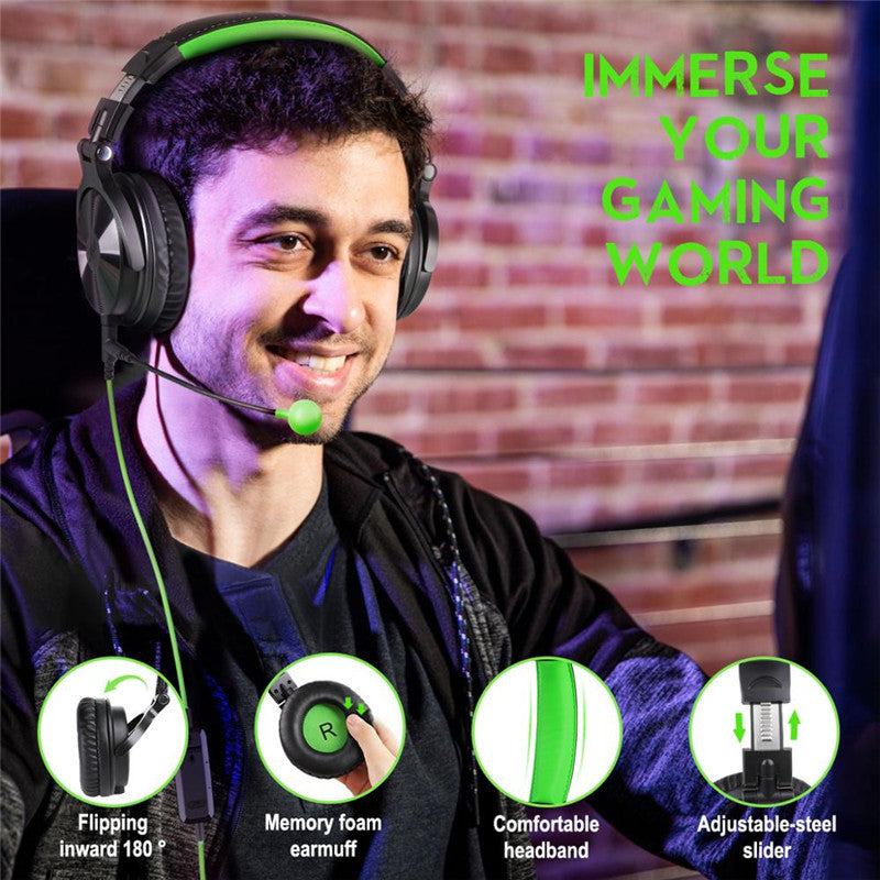 HKM-206675 Over-Ear Wired Gaming Headphones with 50mm Drivers and Microphone