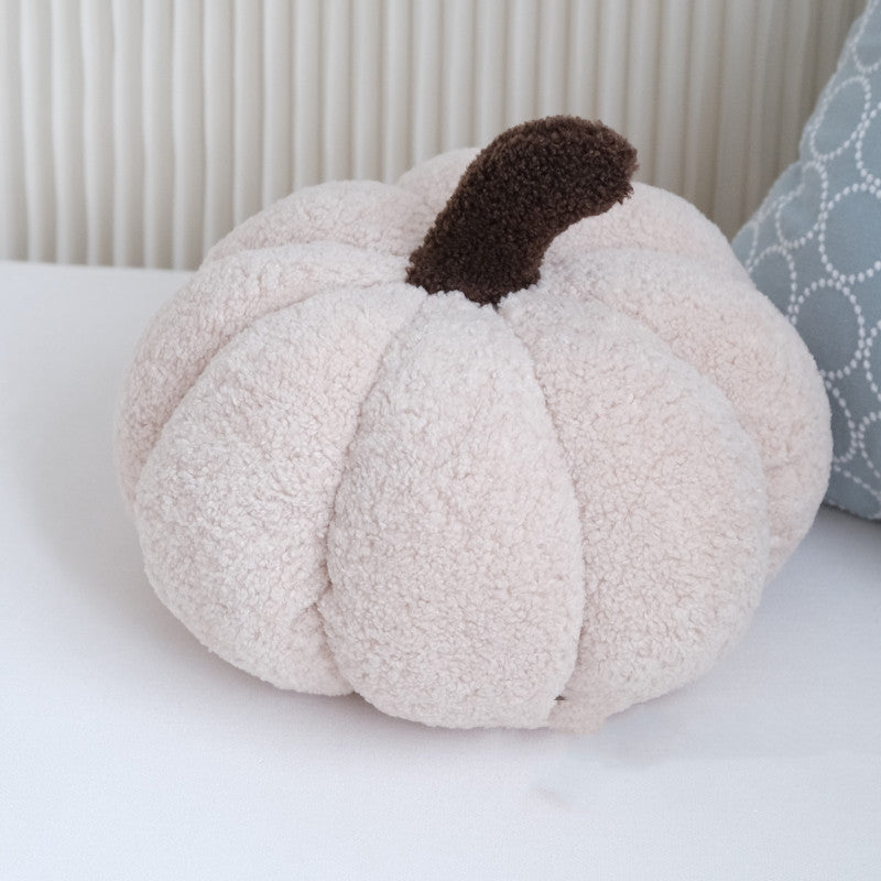 HKM-206739 Pumpkin-Shaped Plush Cushion in Dark Caramel, Cheese Yellow, or Beige Apricot - 35X20cm