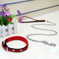 HKM-206803 Durable Metal Dog Traction Chain with PU Handle - Available in Black, Brown, and Red