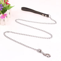 HKM-206803 Durable Metal Dog Traction Chain with PU Handle - Available in Black, Brown, and Red