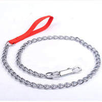 HKM-206803 Durable Metal Dog Traction Chain with PU Handle - Available in Black, Brown, and Red