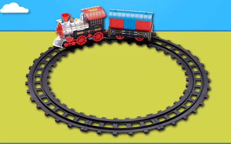 HKM-206867 Classic Battery Operated Adjustable Railway Train Set with Music and Lights