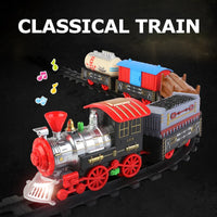 HKM-206867 Classic Battery Operated Adjustable Railway Train Set with Music and Lights
