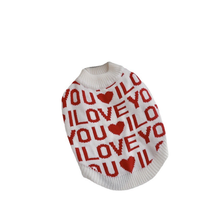 HKM-206867 Padded Warm Dog Sweater in Red - Soft Rabbit Velvet Yarn, Sizes XS to XXL