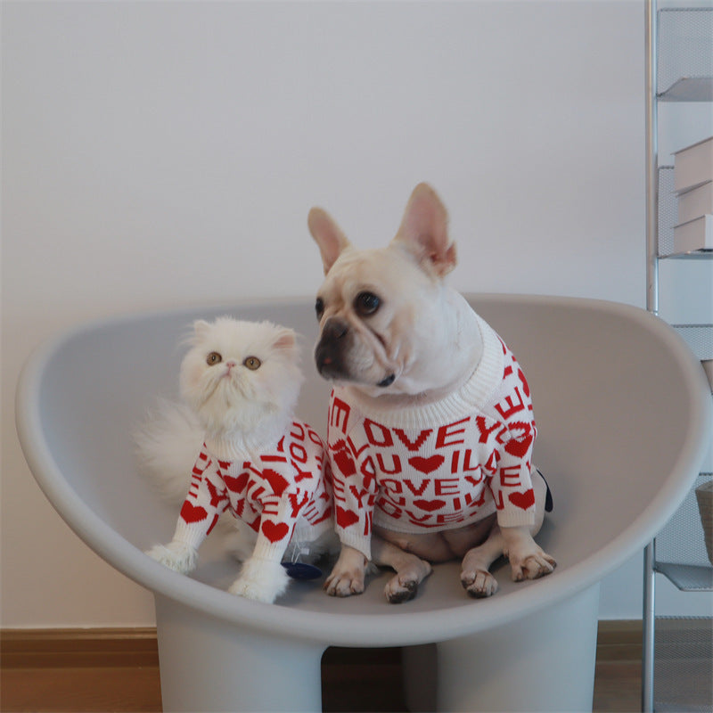 HKM-206867 Padded Warm Dog Sweater in Red - Soft Rabbit Velvet Yarn, Sizes XS to XXL