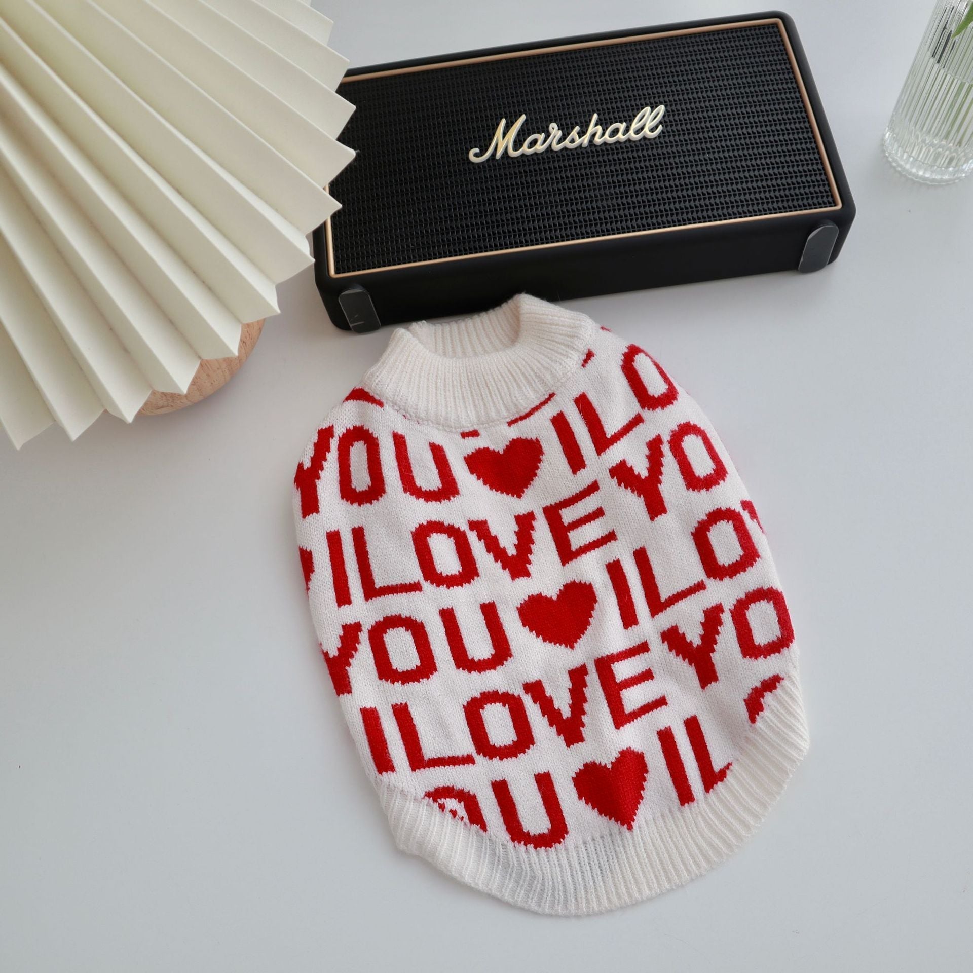 HKM-206867 Padded Warm Dog Sweater in Red - Soft Rabbit Velvet Yarn, Sizes XS to XXL
