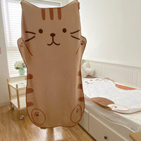 HKM-206931 Snuggly Cat Fleece Office Nap Blanket in Brown and White