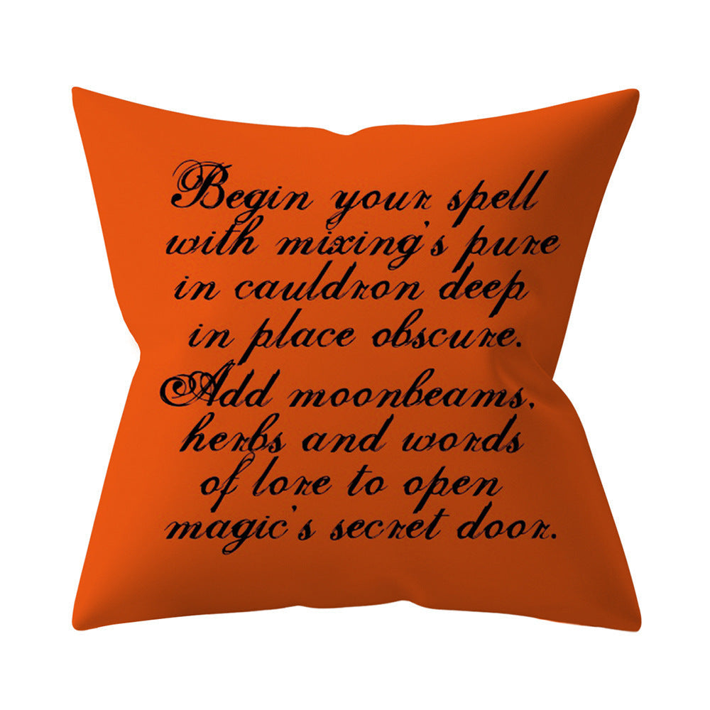 HKM-206995 Halloween-Themed Peach Skin Cushion Cover and Pillowcase, 45x45cm