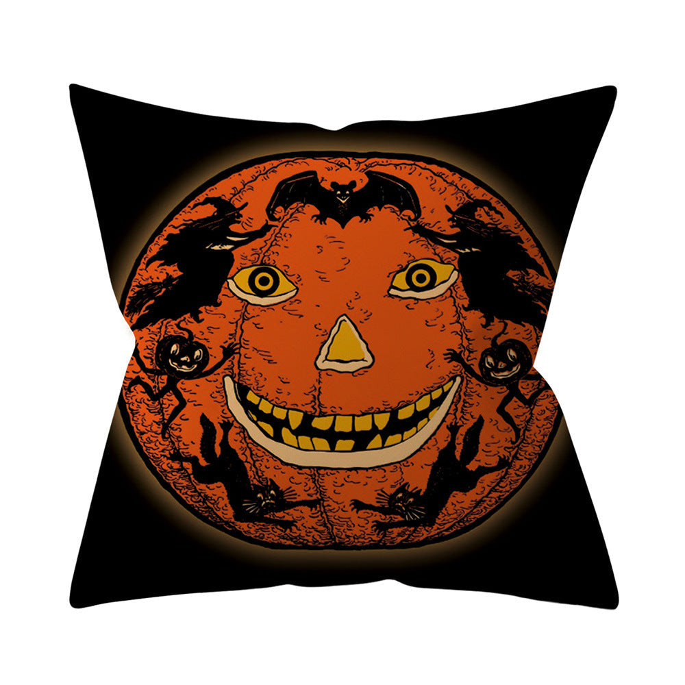 HKM-206995 Halloween-Themed Peach Skin Cushion Cover and Pillowcase, 45x45cm