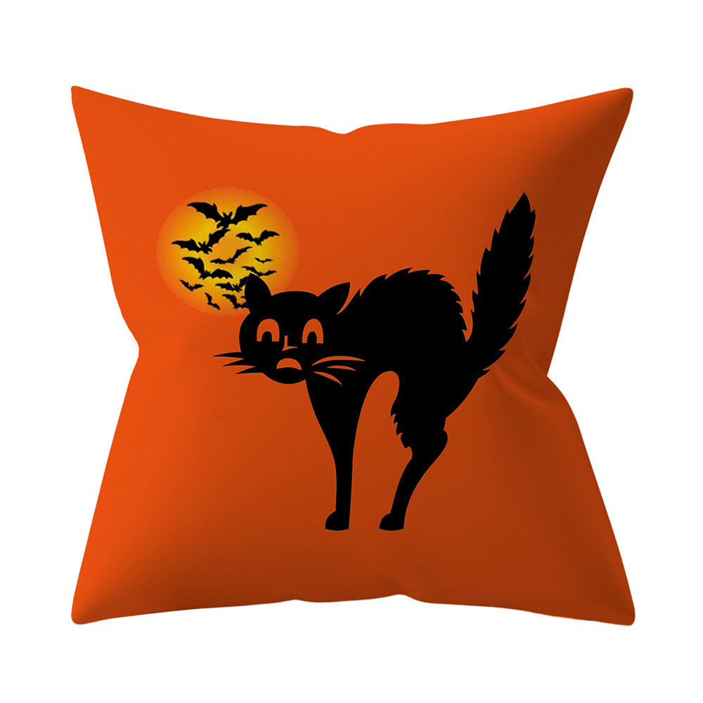 HKM-206995 Halloween-Themed Peach Skin Cushion Cover and Pillowcase, 45x45cm