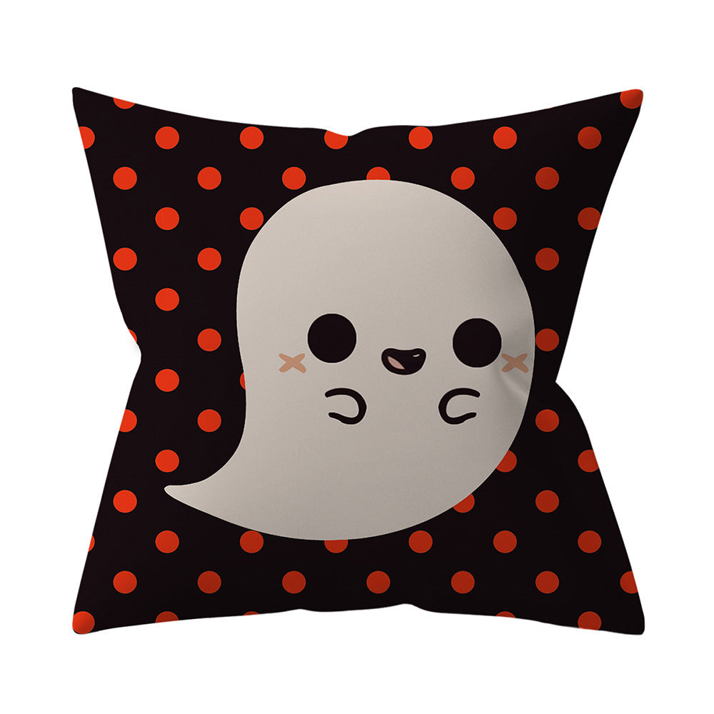 HKM-206995 Halloween-Themed Peach Skin Cushion Cover and Pillowcase, 45x45cm