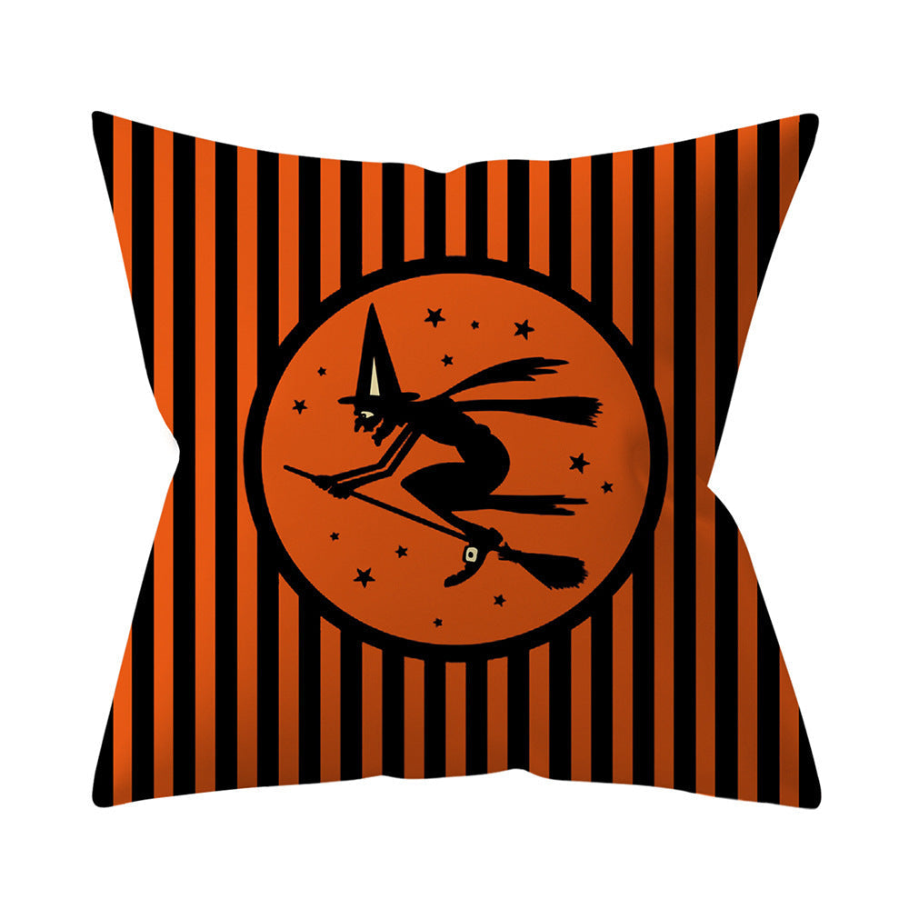 HKM-206995 Halloween-Themed Peach Skin Cushion Cover and Pillowcase, 45x45cm