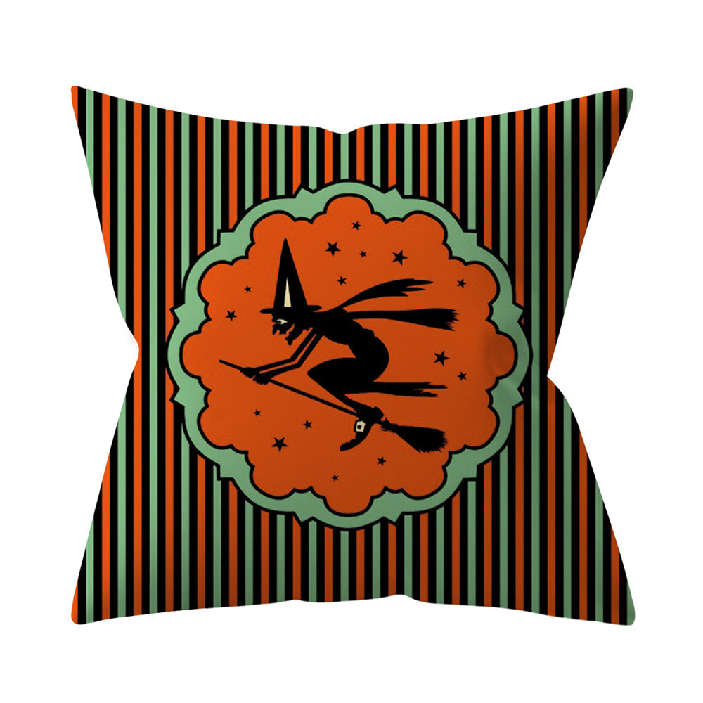 HKM-206995 Halloween-Themed Peach Skin Cushion Cover and Pillowcase, 45x45cm