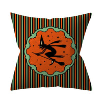 HKM-206995 Halloween-Themed Peach Skin Cushion Cover and Pillowcase, 45x45cm