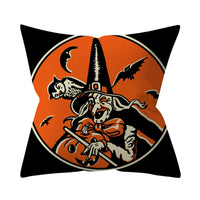 HKM-206995 Halloween-Themed Peach Skin Cushion Cover and Pillowcase, 45x45cm