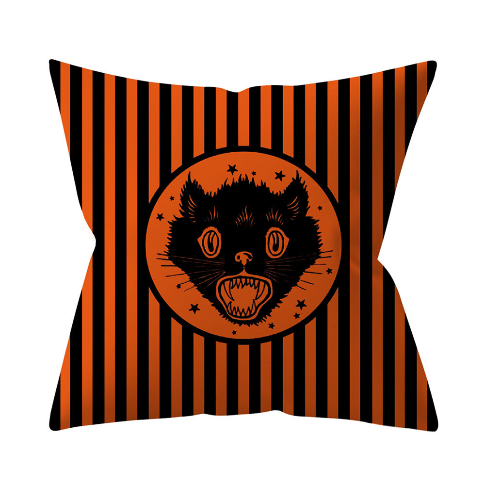HKM-206995 Halloween-Themed Peach Skin Cushion Cover and Pillowcase, 45x45cm