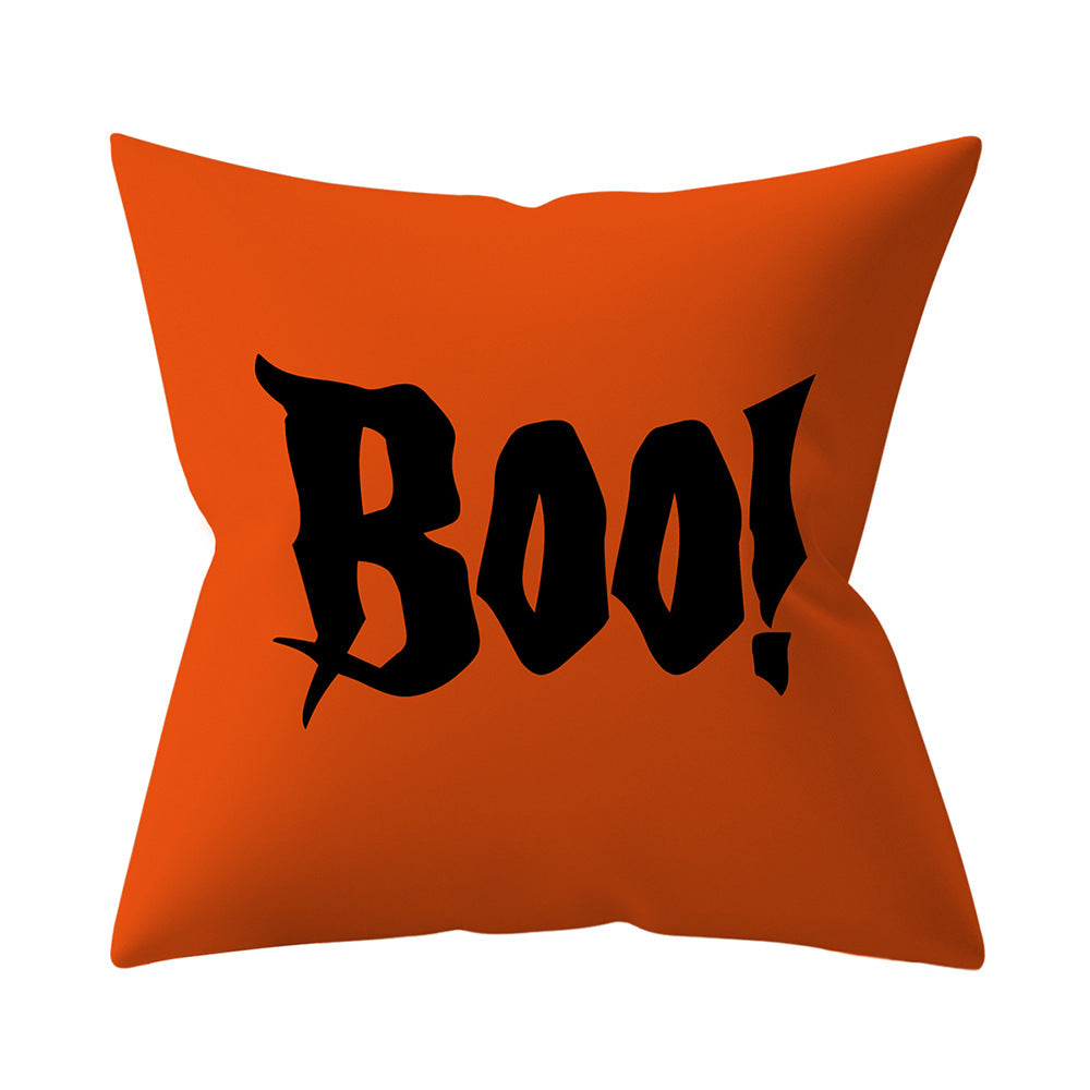HKM-206995 Halloween-Themed Peach Skin Cushion Cover and Pillowcase, 45x45cm