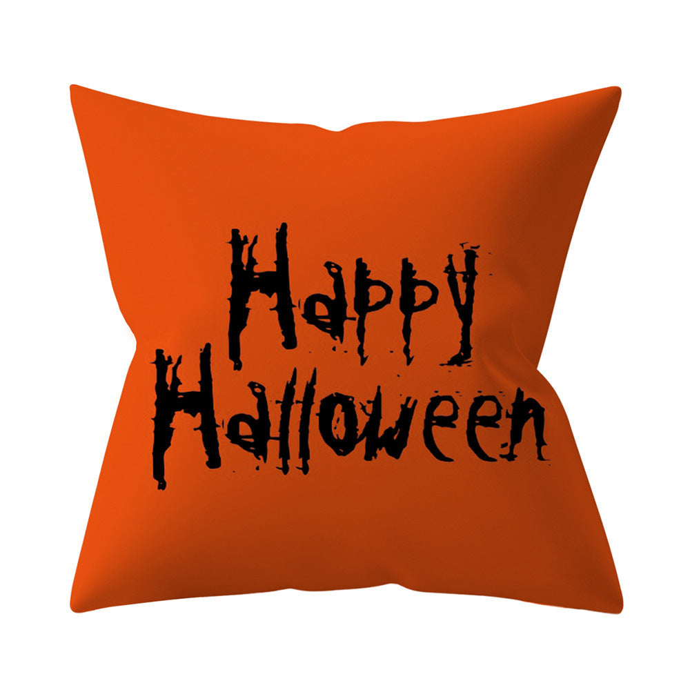 HKM-206995 Halloween-Themed Peach Skin Cushion Cover and Pillowcase, 45x45cm