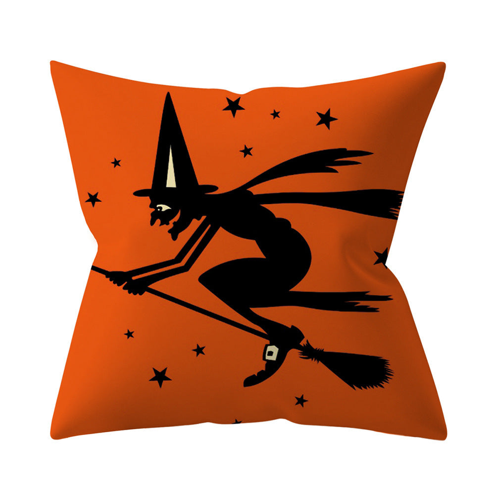 HKM-206995 Halloween-Themed Peach Skin Cushion Cover and Pillowcase, 45x45cm