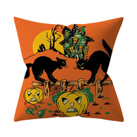 HKM-206995 Halloween-Themed Peach Skin Cushion Cover and Pillowcase, 45x45cm