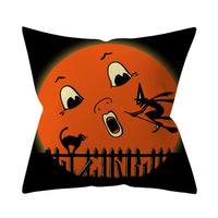 HKM-206995 Halloween-Themed Peach Skin Cushion Cover and Pillowcase, 45x45cm