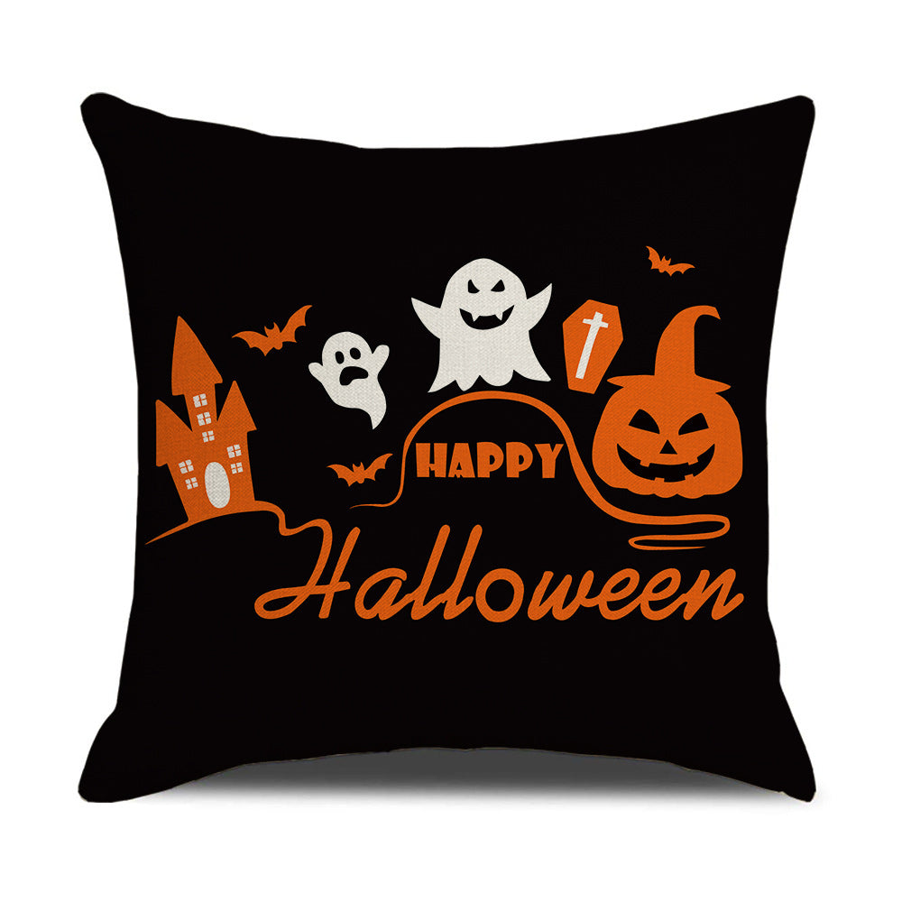HKM-206995 Halloween-Themed Peach Skin Cushion Cover and Pillowcase, 45x45cm